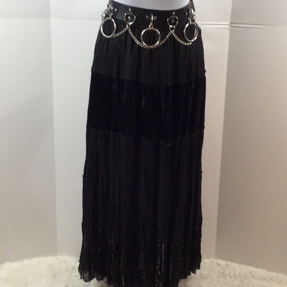 Chico’s black layered maxi skirt